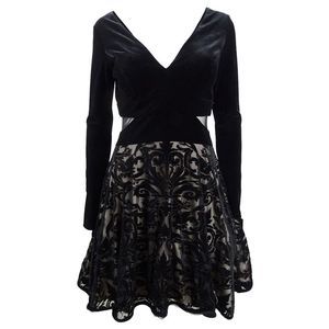 Xscape Women's Velvet Burnout Fit & Flare Dress - Black